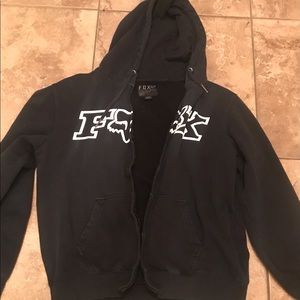 Fox Zippered Hoodie Sweater, Men’s Medium, Black
